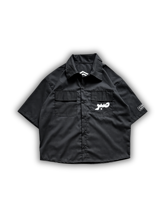 BLACK PRAYER BUTTON UP